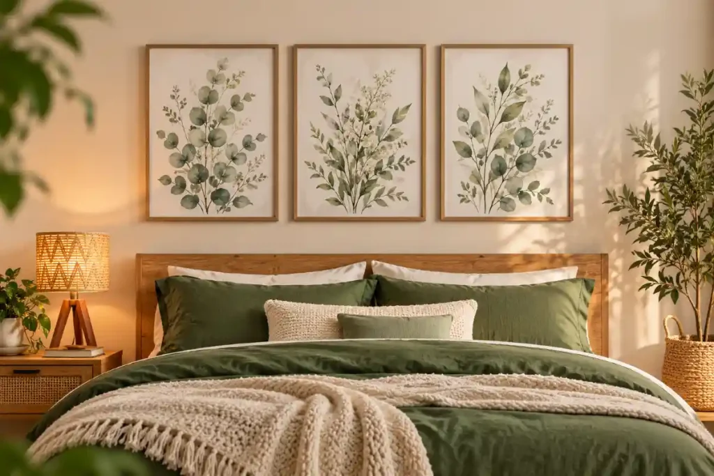 Cozy Green Botanical Bedroom
