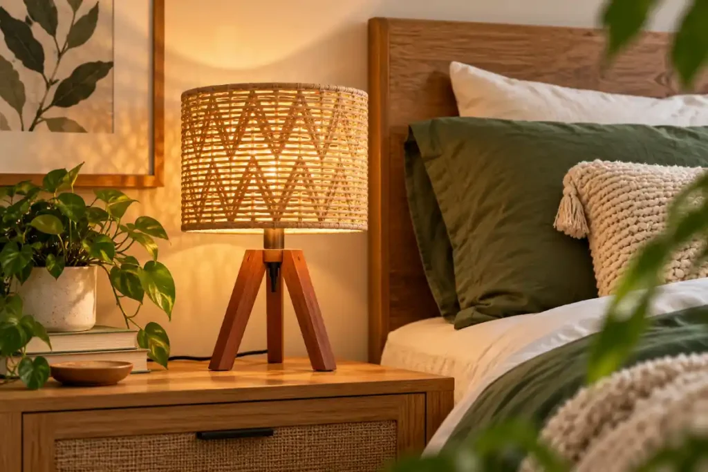 Cozy Woven Lamp Bedroom Scene