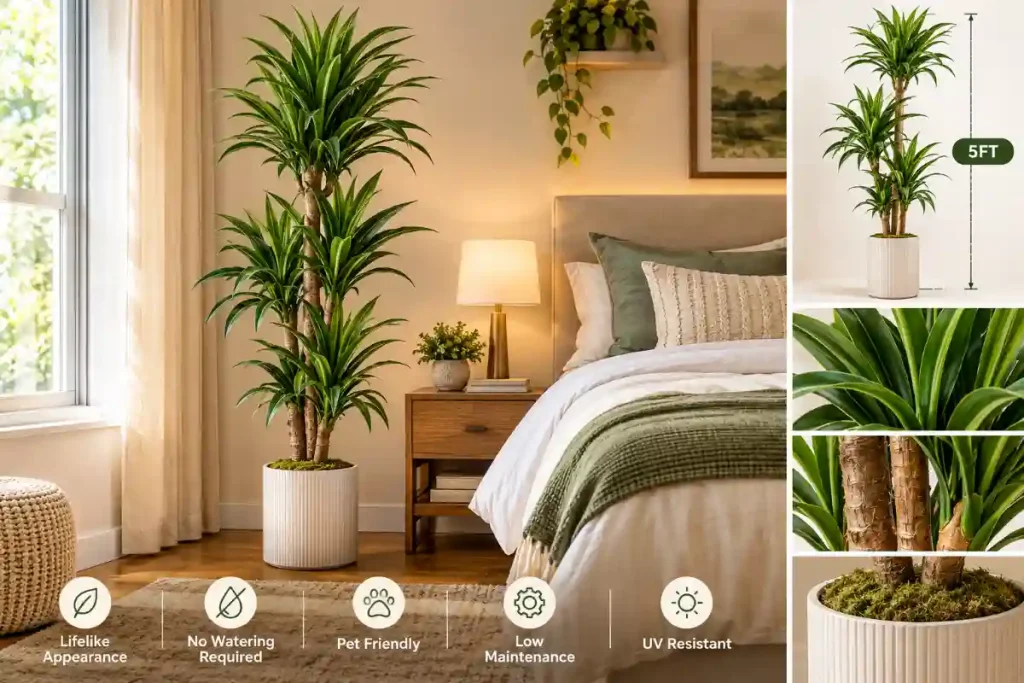 Lifelike 5FT Plant Bedroom Showcase